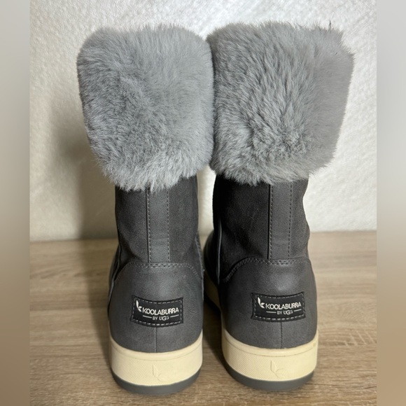 Koolaburra By Ugg Tynlee Waterproof Faux Fur Trim Boots Gray Suede Women 8 - Picture 4 of 13